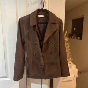 Commense Dark Brown Double-Breasted Blazer